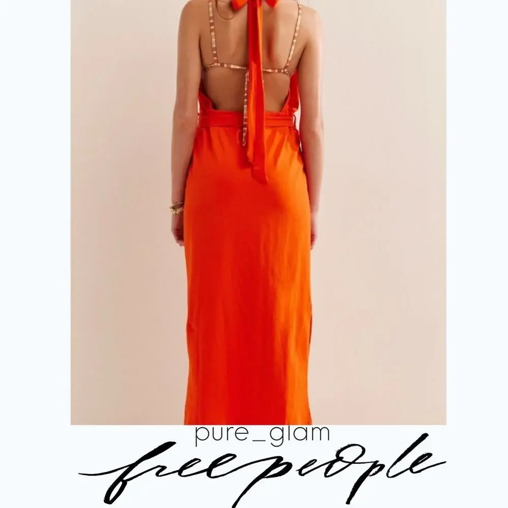 Free People dress halter midi belted